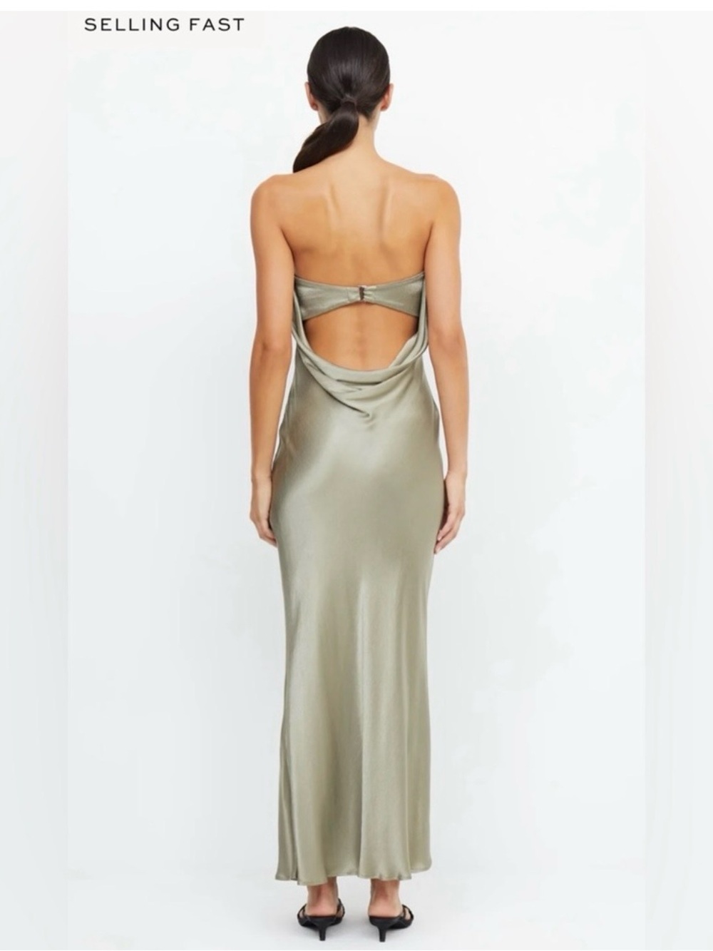 Bec + Bridge Strapless Moon Dress in Sage, Size 4 - Picture 2 of 4